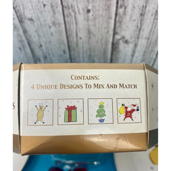 NWT Vintage Merry Brite Set of 4 Christmas Porcelain Dessert Salad Plates 7.5" - Picture 7 of 8